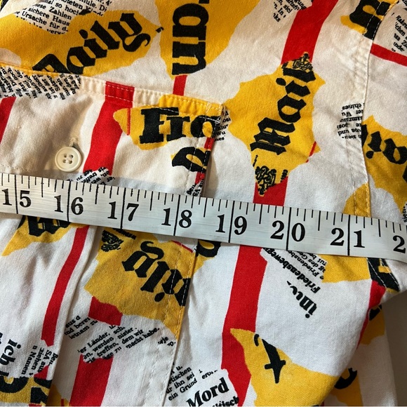 Vintage 80s French Newsprint Oversized Button Down Shirt by Crazy Horse - Picture 13 of 14